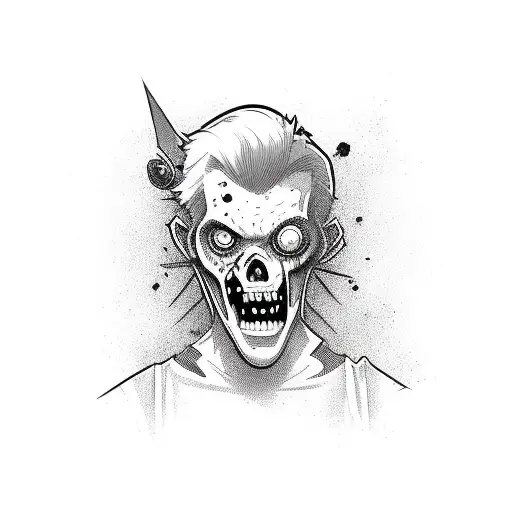 Comic Book Style Illustration Of A Punk Rock Zombie
