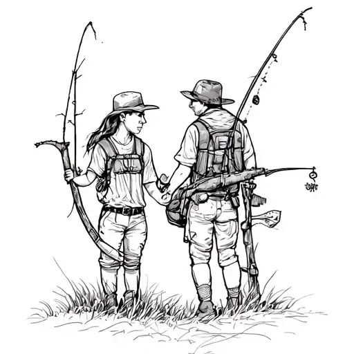 Daughter Son Outdoorsman Hunting And Fishing Lure Surrounded