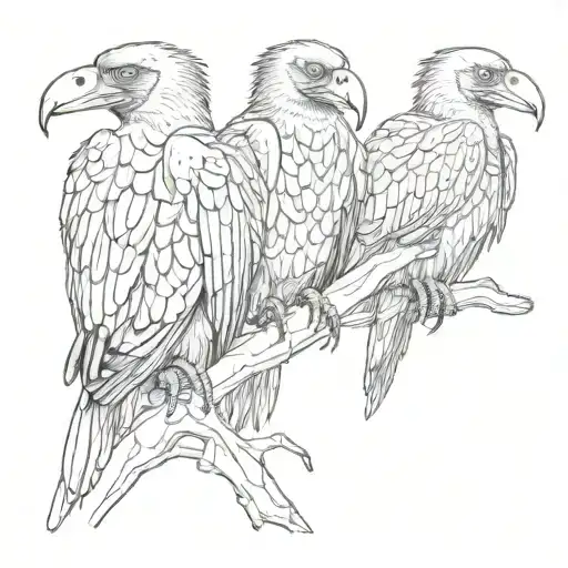 Vultures Sitting On Skill