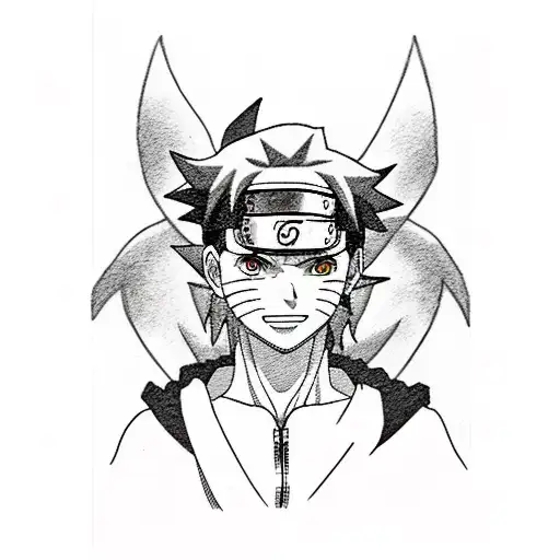 Naruto Anime Tattoo In Sketch Style