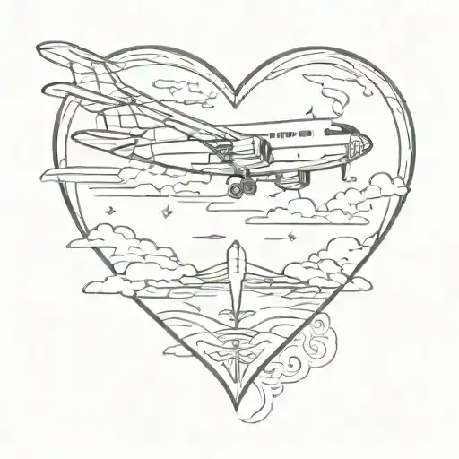 Airplane Silhouette And Love Heart