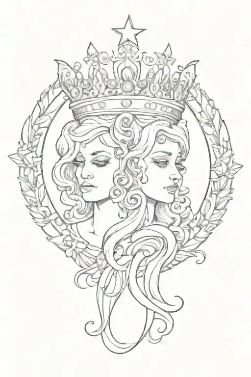 Gemini Zodiac Sign And A Little Crown