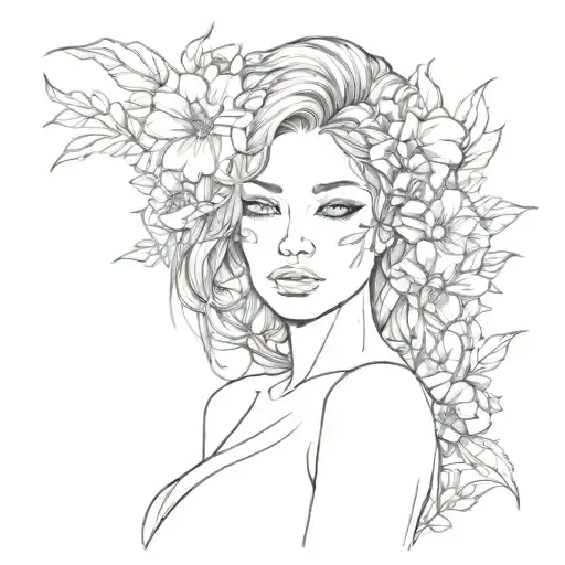 Woman And Flower