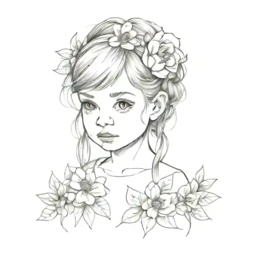 A Little Girl With A Flower In Her Hair