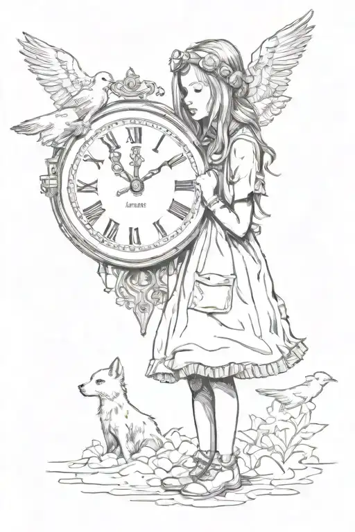 Banksy Girl And Melting Clock