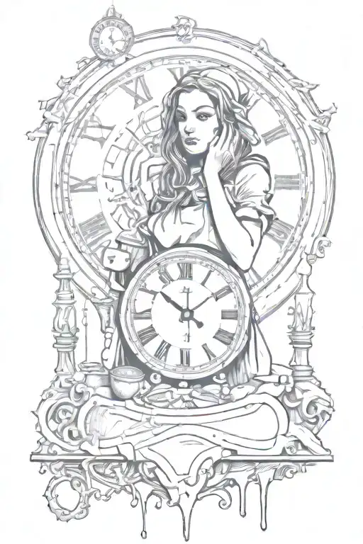 Banksy Girl And Melting Clock