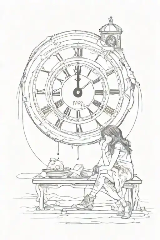 Banksy Girl And Melting Clock