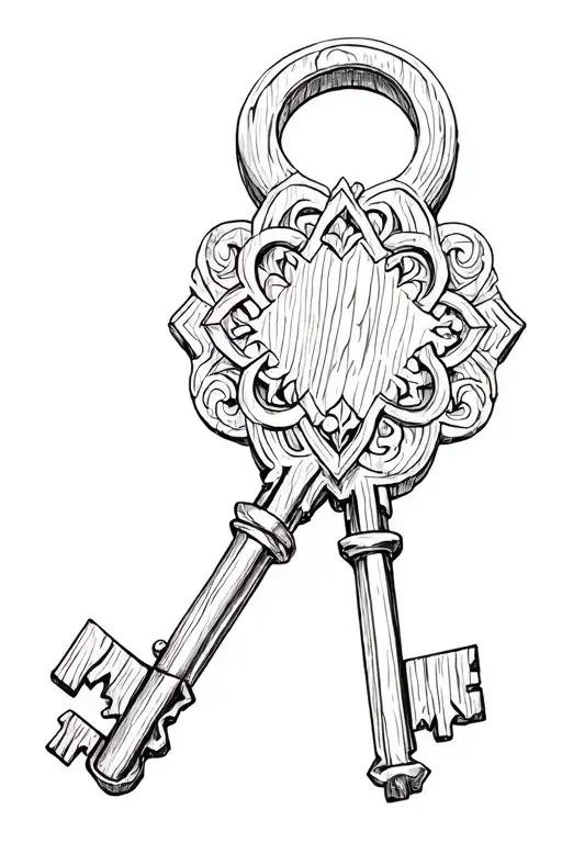 Wooden Key Tattoo Design