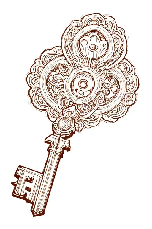 Wooden Key Tattoo Design
