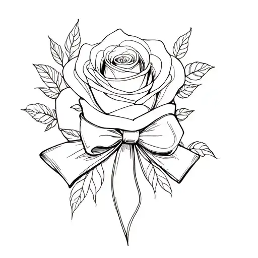 Women Draw With Rose In And A Bow