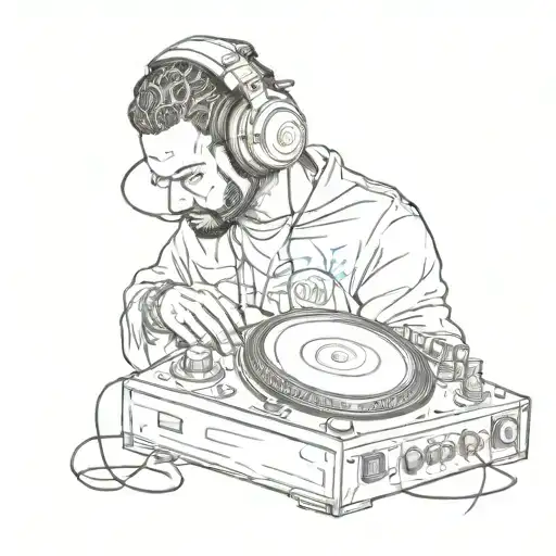 Hip Hop Graffiti Style Dj Deck With Headphones