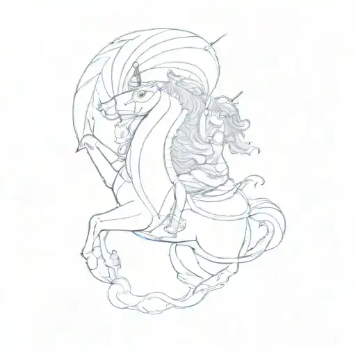 A Girl Riding A Unicorn