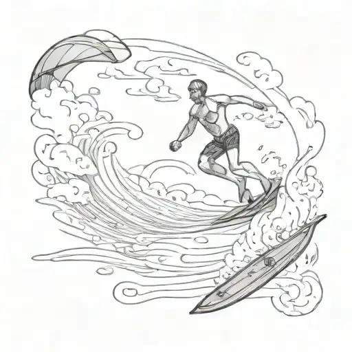 Guy Open Water Swimming And Then Skateboarding And Then Kitesurfing