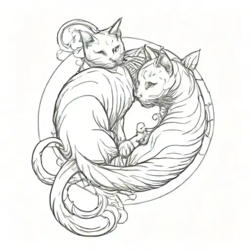 2 Cats Form Yin And Yang