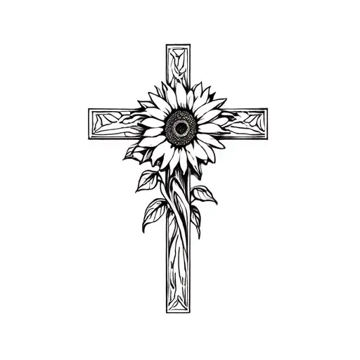 Cross And Sunflowers