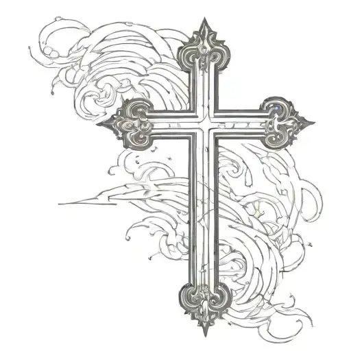 A Small Black Plain Cross With The With The Ends Fading Into Ash