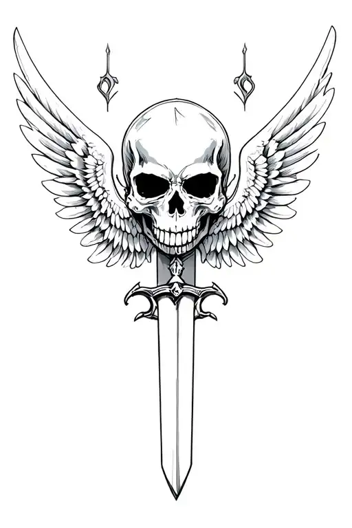 Skull With Wing And Sword