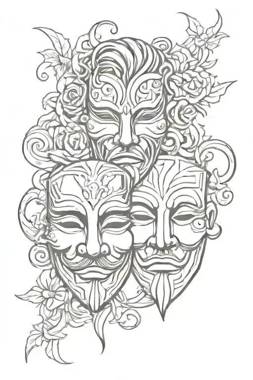 Comedy And Tragedy Mask Surrounded
