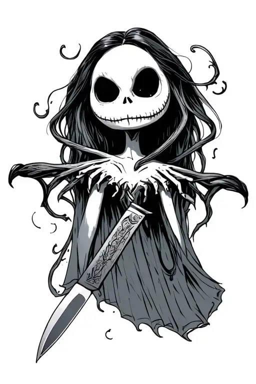 A Nightmare Before Christmas Sally's Face On A Knife Blade