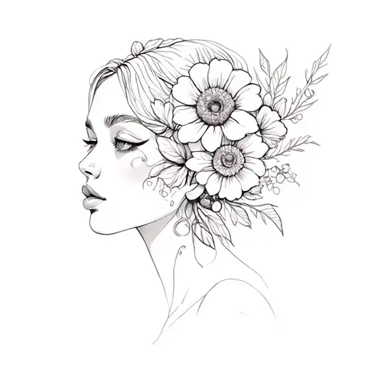 Women Face Turning Into Flowers