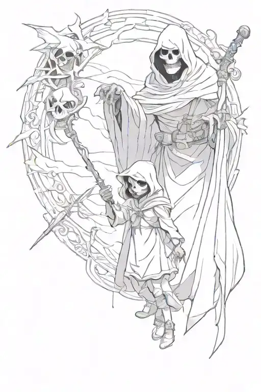 Reaper Protecting A Little Girl Standing