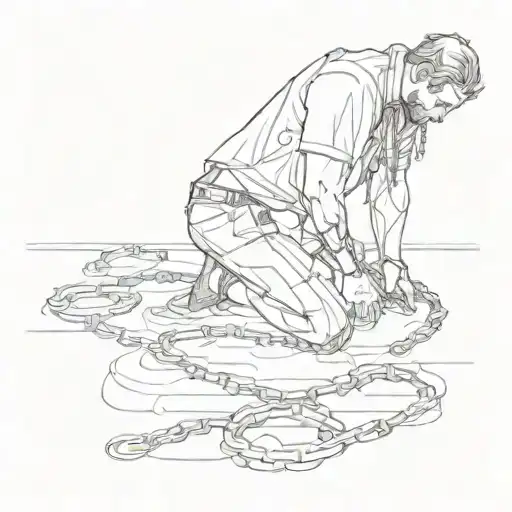 Men Grauded By Chains Wrapped To Floor