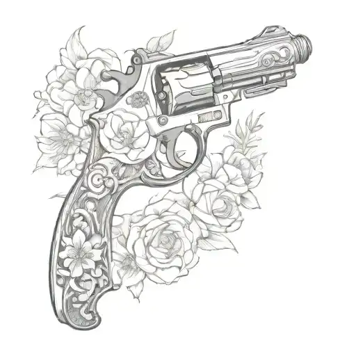 1800S Pistol With Mondure On It And October Flowers