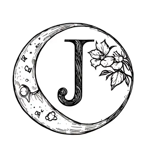 Moon With Letter J Letter