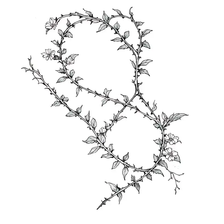 Plant Vines With Little Flowers And Some Thorns Wrapped Around Shoulder To Collarbone