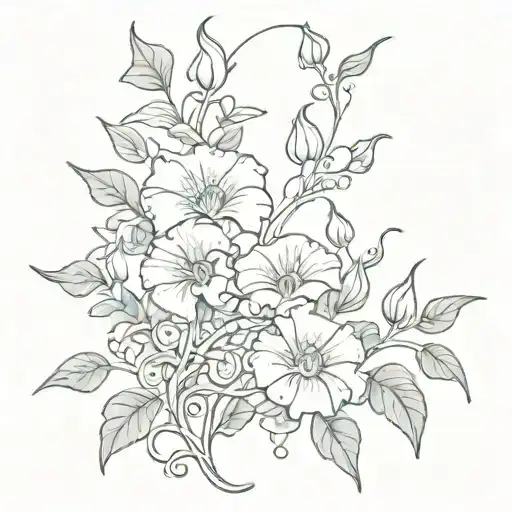 Vines Intertwining With 2 Aster 1 Morning Glory Flower Bequest