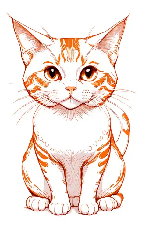 Discreet Orange Cat Tattoo Emo Sketch Style