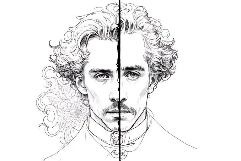 Dorian Gray Realistic Tattoo Split Face