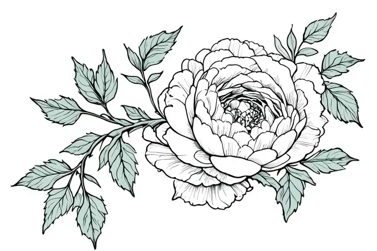 Peony And Rose Intertwined Vines Intertwining