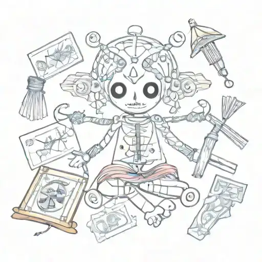 Voodoo Doll With Pins Holding Tarot Cards