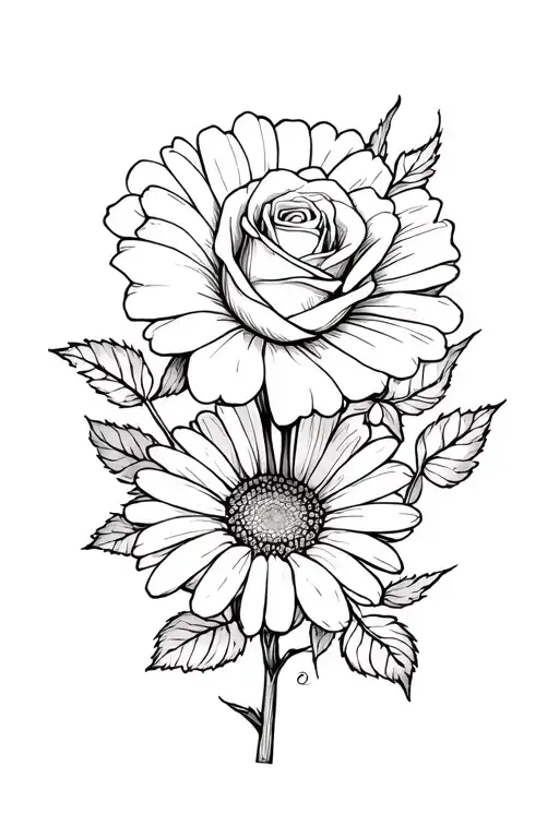 A Rose And A Daisy Intertwined