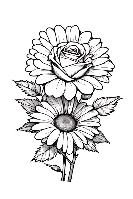 A Rose And A Daisy Intertwined