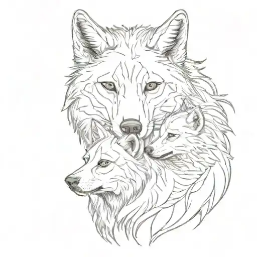 She-wolf With A Wolf Cub