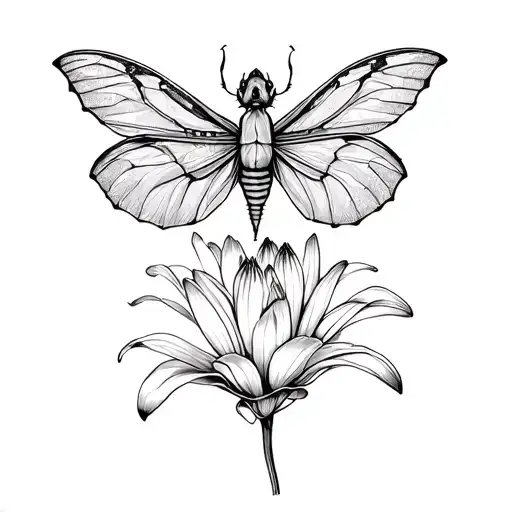 A Lunamoth On A Wild Lily Flower With Its Wings Spread