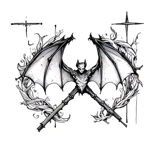 Bat And Cross Surrounded