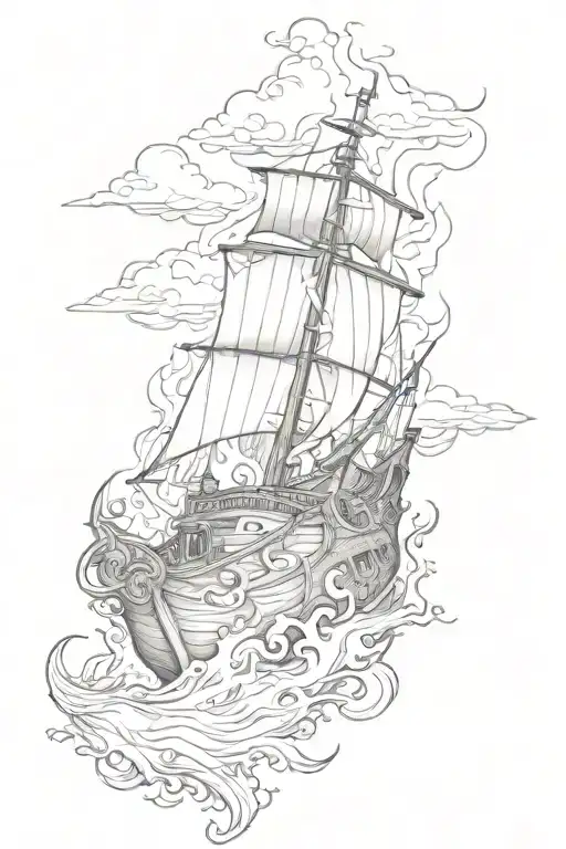 A Burning Boat And Shield