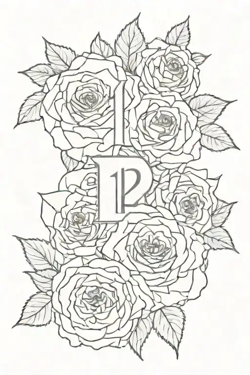 Numeral Number 12 N Roses Minimal