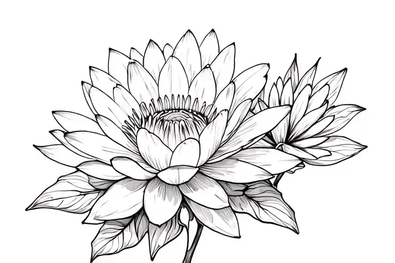 Water Lily And Chrysanthemum