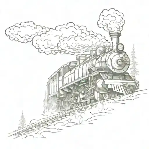 Steam Train In Redwood Trees