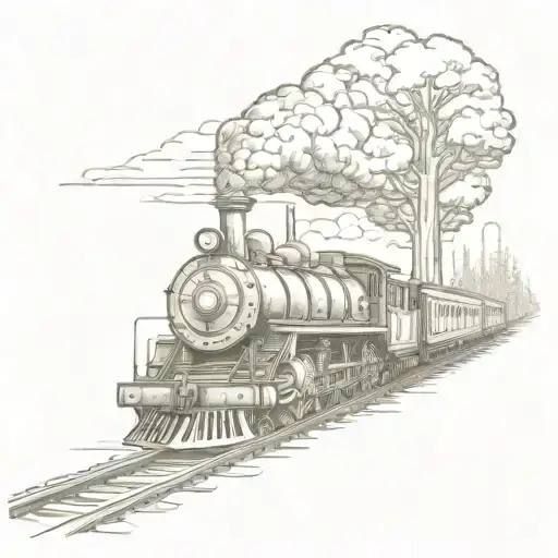 Steam Train In Redwood Trees