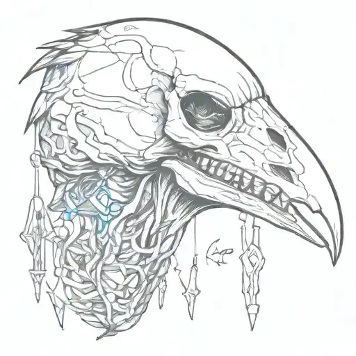 Raven Skull With Body Tag Hanging