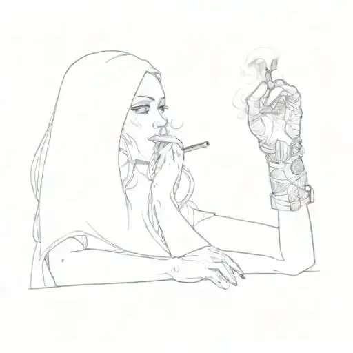 A Woman Smoking A Cigarette