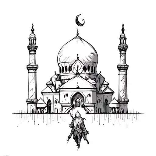 Dwarf Flying Around A Mosque