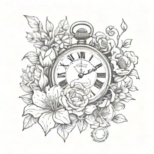 Pocket Watch With Flowers