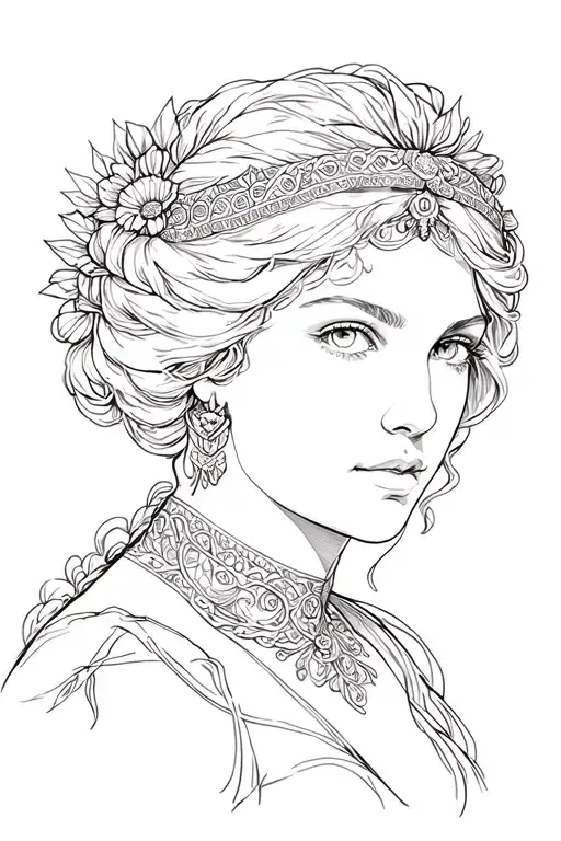 Boudicca In Art Nouveau Style Portrait