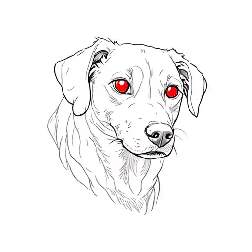 A Dog With Red Eyes Surrounded